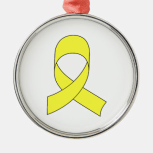 Gult Ribbon Teckning Julgransprydnad Metall