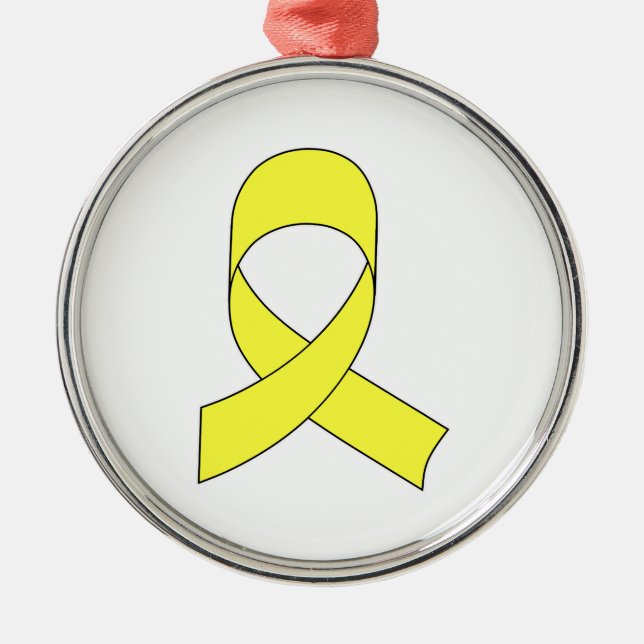 Gult Ribbon Teckning Julgransprydnad Metall (Framsidan)