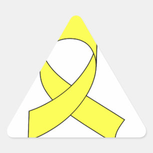 Gult Ribbon Teckning Triangelformat Klistermärke