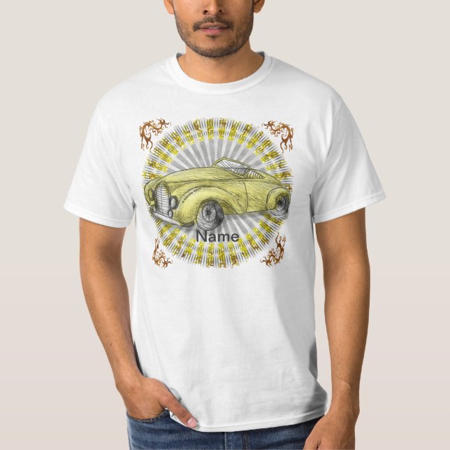 Gult Roadster Car Tee (Framsida)