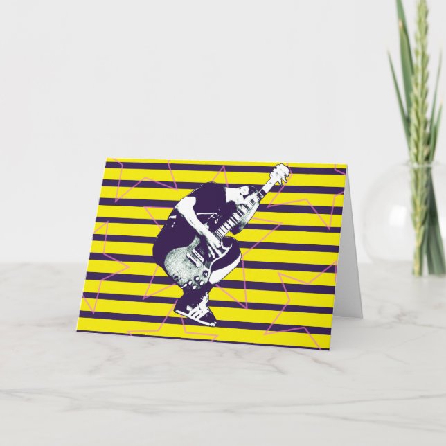 Gult Rockin Birthday Card Kort (Framsida)