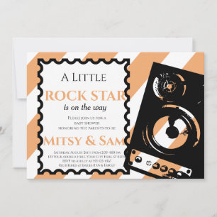 Gult Rockstjärna Sten a Adjö Baby Shower-inbjudan Inbjudningar