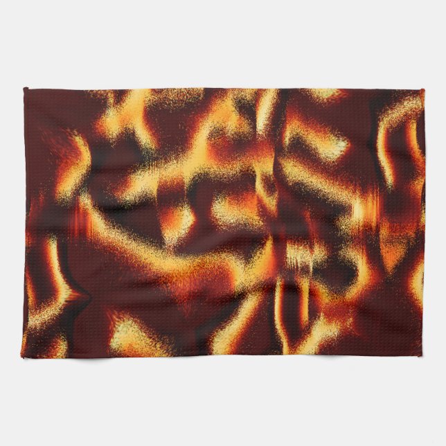 Gult röd fläckar ser ut som spray eller bläck-vent kökshandduk (Horisontell)