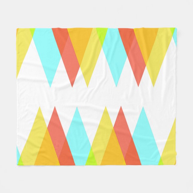 Gult-, röd- och kadeblå trianglar fleecefilt (Framsidan (Horisontell))