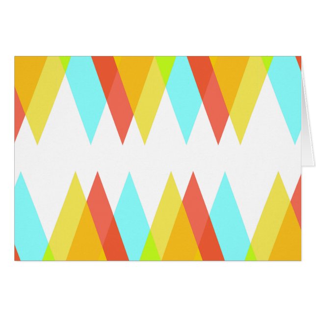 Gult-, röd- och kadeblå trianglar hälsningskort (Framsidan Horizontal)