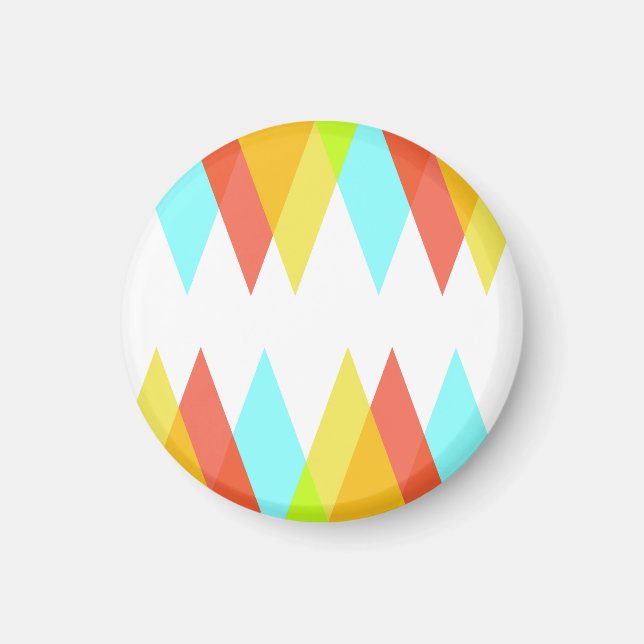 Gult-, röd- och kadeblå trianglar magnet (Framsidan)