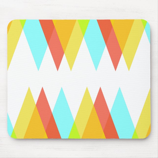 Gult-, röd- och kadeblå trianglar musmatta (Framsidan)