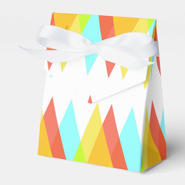 Gult-, röd- och kadeblå trianglar presentaskar (Framsidan Sidan)