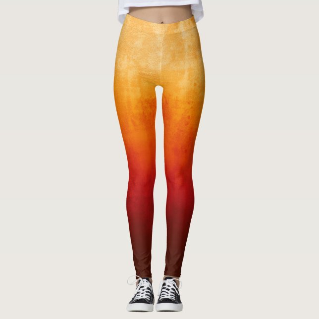 Gult Röd rustik komber Leggings (Framsida)