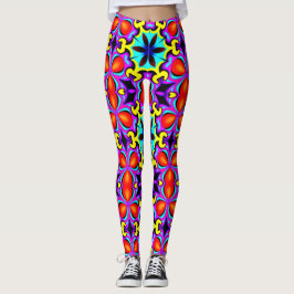 Gult Röda mönster Leggings