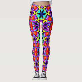 Gult Röda mönster Leggings