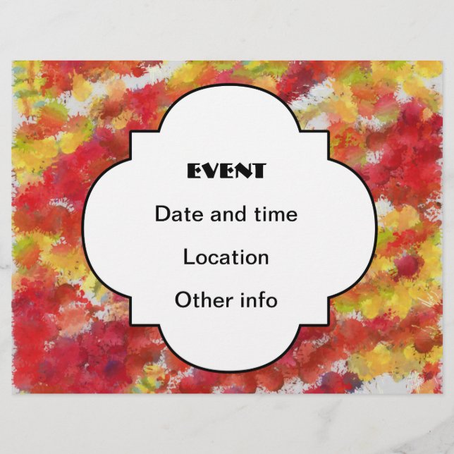 Gult-röda stänk reklamblad (Framsidan)