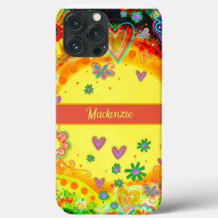 Gult Roligt Heart Flowers Personalize Namn