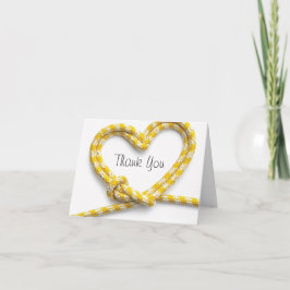 Gult Rope Heart klättertema Notecard Tack Kort