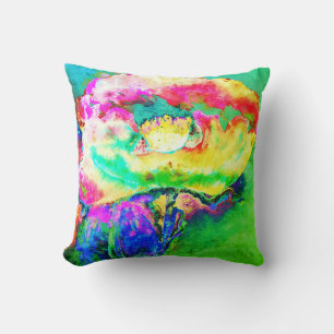 Gult rosa-abstrakt, vattenfärg för abstrakt av val kudde