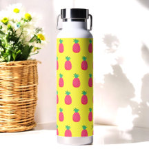 Gult Rosa Ananas Frukt Mönster Vattenflaska