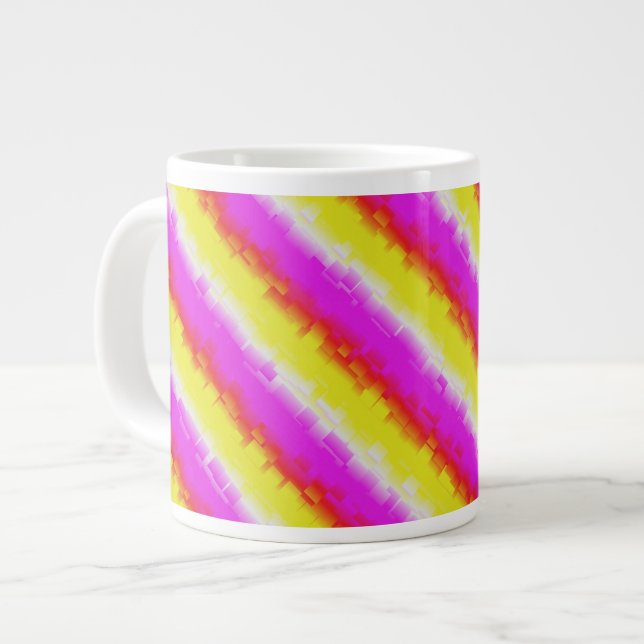 Gult Rosa Artdeco Rainbow Rand Jumbo Mugg (Framsida vänster)