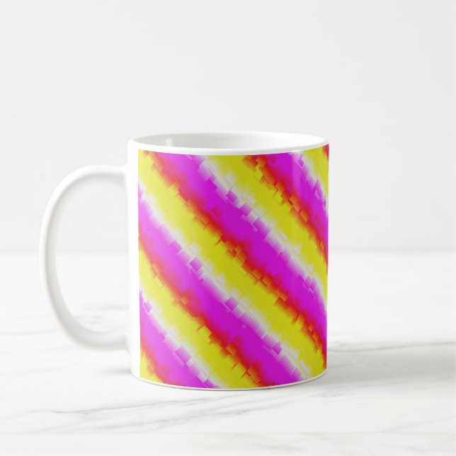 Gult Rosa Artdeco Rainbow Rand Kaffemugg (Vänster)