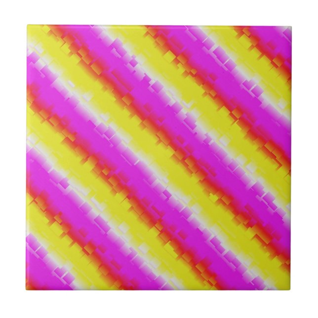 Gult Rosa Artdeco Rainbow Rand Kakelplatta (Framsidan)