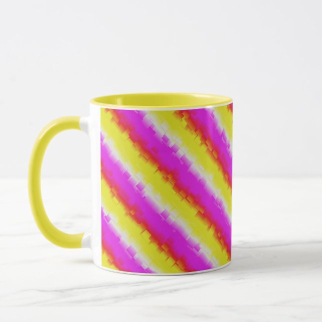 Gult Rosa Artdeco Rainbow Rand Mugg (Vänster)
