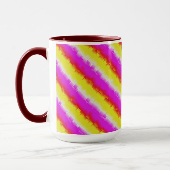 Gult Rosa Artdeco Rainbow Rand Mugg (Vänster)