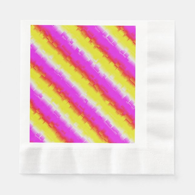 Gult Rosa Artdeco Rainbow Rand Pappersservett (Framsidan)