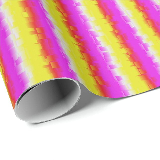 Gult Rosa Artdeco Rainbow Rand Presentpapper (Rullad Hörn)
