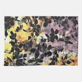 Gult rosa blomma mönster blommigt digital konst kökshandduk