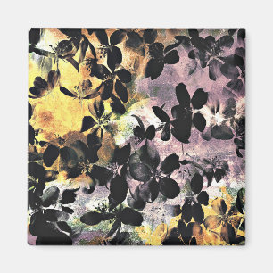 Gult rosa blomma mönster blommigt digital konst magnet