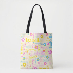 Gult rosa Blue Girl namn Isabella Tygkasse