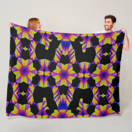 Gult, Rosa Blue Lotus in Black Fleece Blanket