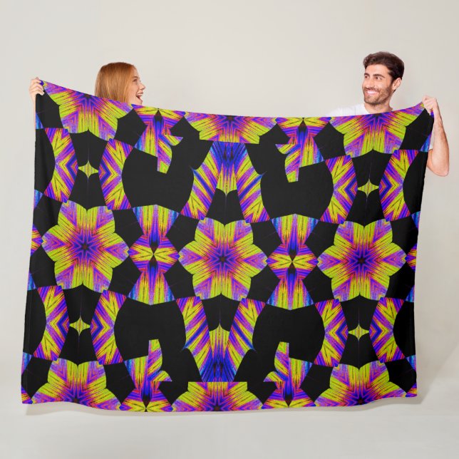 Gult, Rosa Blue Lotus in Black Fleece Blanket (På plats)