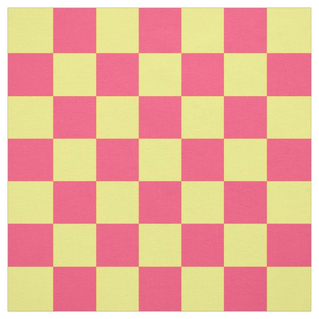 Gult Rosa Check Checker Mönster Textile Tyg (Provkarta)
