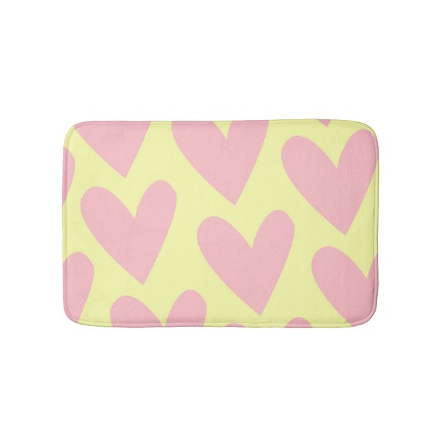 Gult Rosa Cute Simple Heart Y2K Mönster Badrumsmatta (Framsidan)