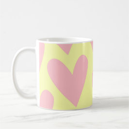 Gult Rosa Cute Simple Heart Y2K Mönster Kaffemugg