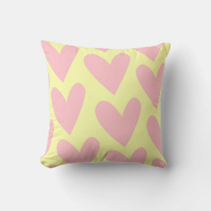 Gult Rosa Cute Simple Heart Y2K Mönster Kudde