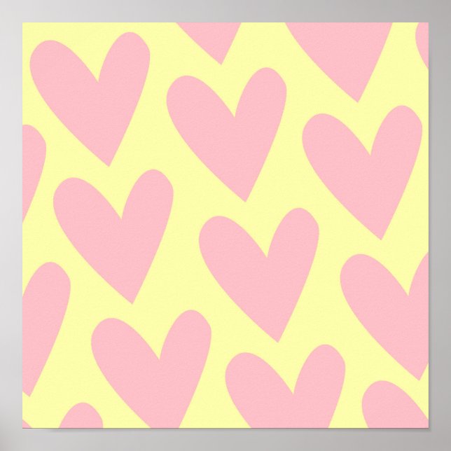 Gult Rosa Cute Simple Heart Y2K Mönster Poster (Framsidan)