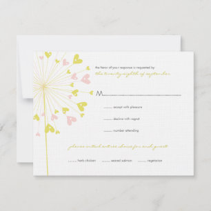 Gult Rosa Dandelions Kärlek Bröllop OSA Card Kort