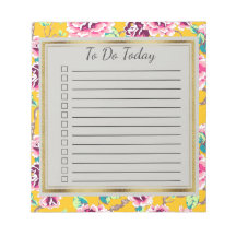 Gult Rosa Flowers Guld att göra Anteckningsblock