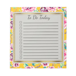 Gult Rosa Flowers Guld att göra Anteckningsblock