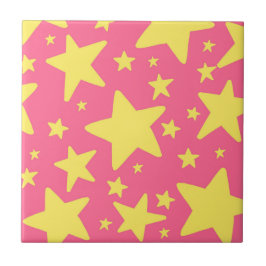 Gult Rosa Geometric Stars Mönster Kakelplatta