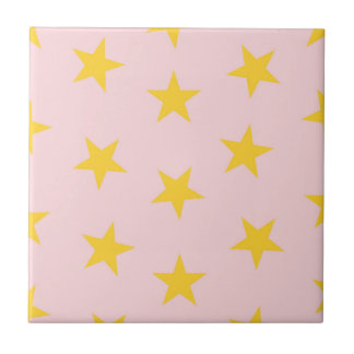 Gult Rosa Geometric Stars Mönster Kakelplatta