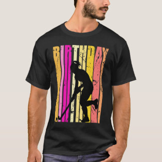 Gult Rosa Girls Hockey Birthday Retro Silhouette T Shirt