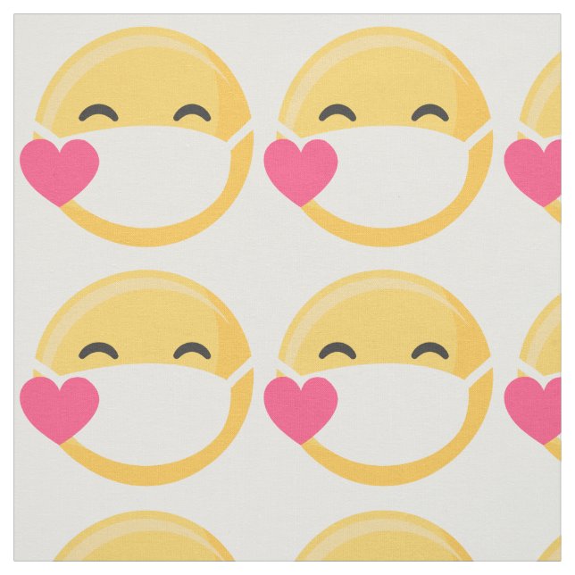 Gult Rosa Heart Ansikte Mask som leker emoji Tyg (Provkarta)