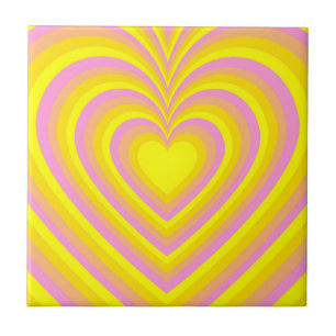 Gult Rosa Hypnotic Heart Kärlek Mönster Kakelplatta