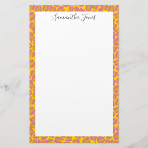 Gult Rosa Leopard print PERSONLIG Brevpapper