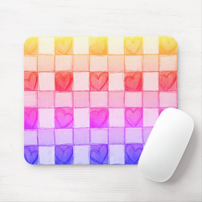 Gult Rosa Lila Hjärtreglagets musknapp Musmatta (Med mus)