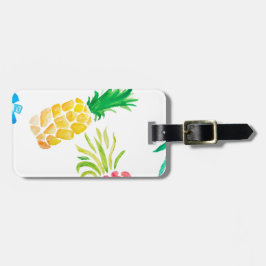 Gult, rosa och ananas för vattenfärgad frukt bagagebricka