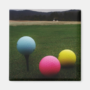 GULT, ROSA OCH BLUE Golf Bollar Magnet