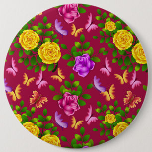 Gult, Rosa och Lila Ro blomma Knapp